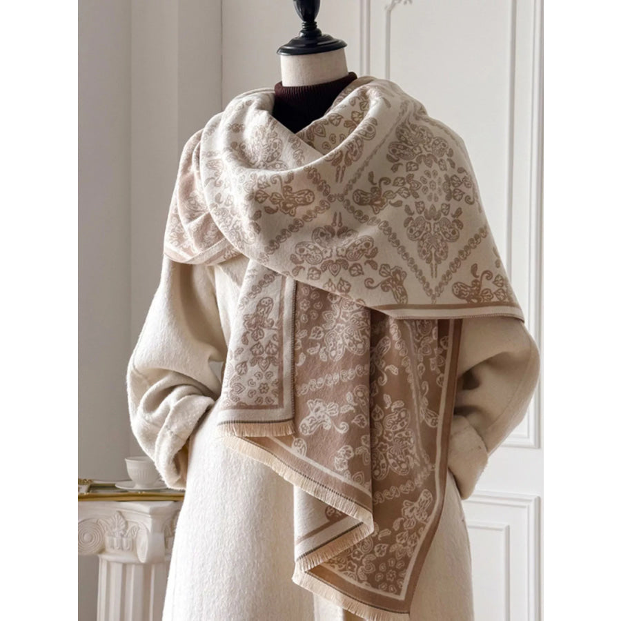Raw Hem Knitted Scarf Khaki / One Size Apparel and Accessories