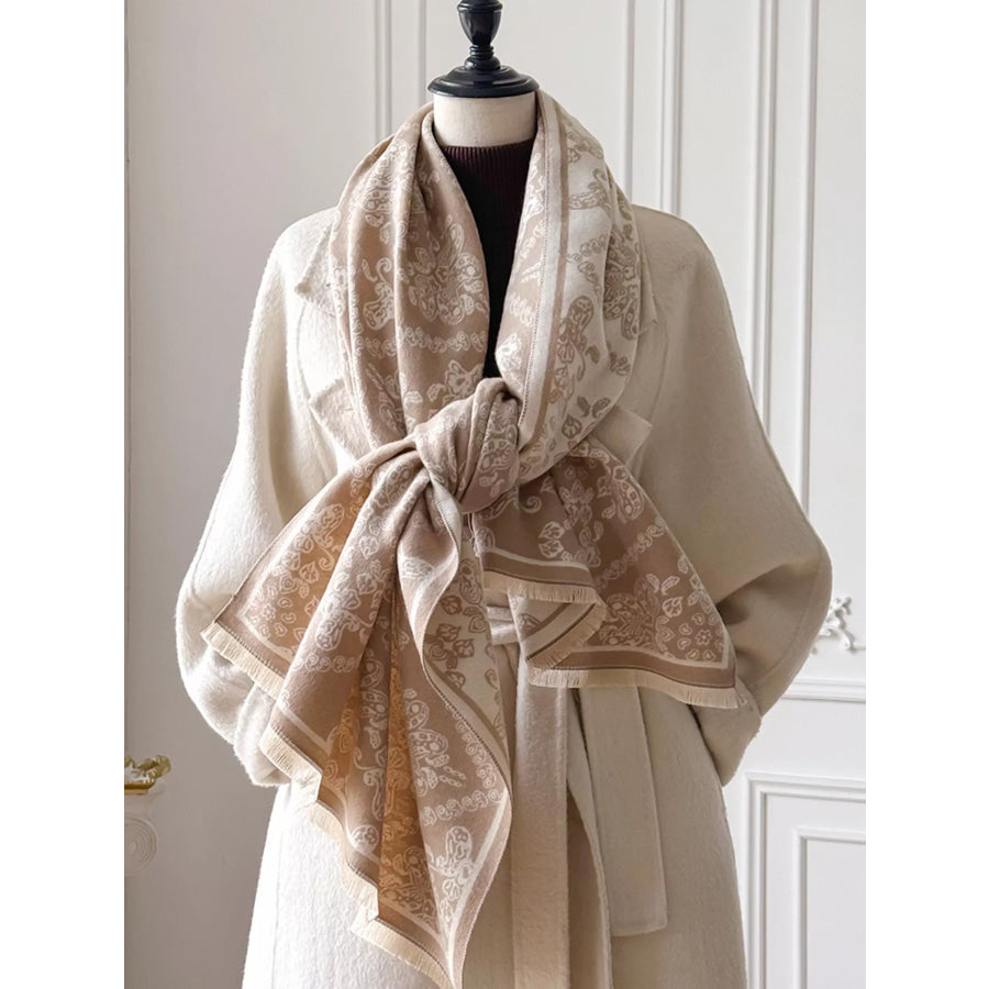 Raw Hem Knitted Scarf Khaki / One Size Apparel and Accessories