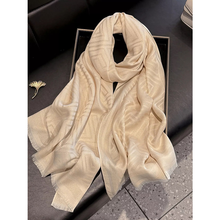 Raw Hem Lightweight Scarf Beige / One Size Apparel and Accessories