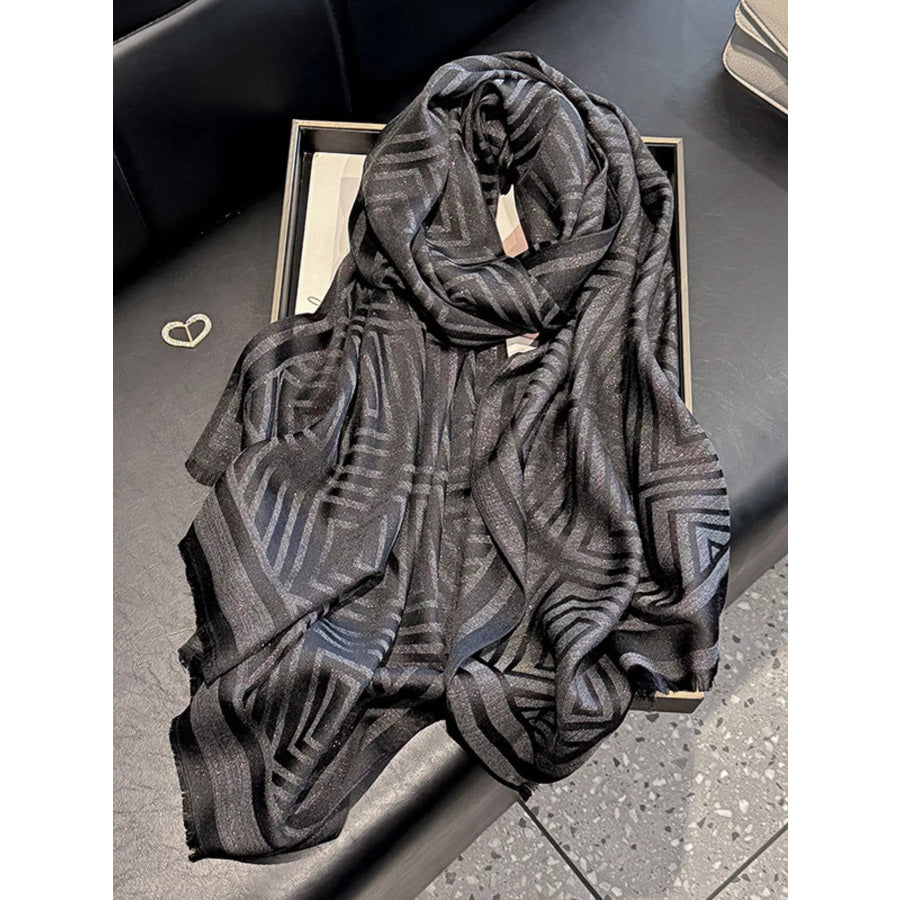 Raw Hem Lightweight Scarf Black / One Size Apparel and Accessories