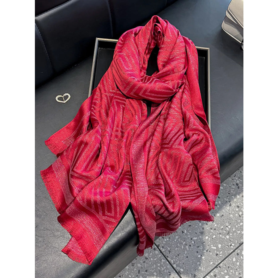 Raw Hem Lightweight Scarf Red / One Size Apparel and Accessories