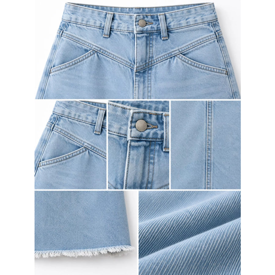 Raw Hem Maxi Denim Skirt Apparel and Accessories