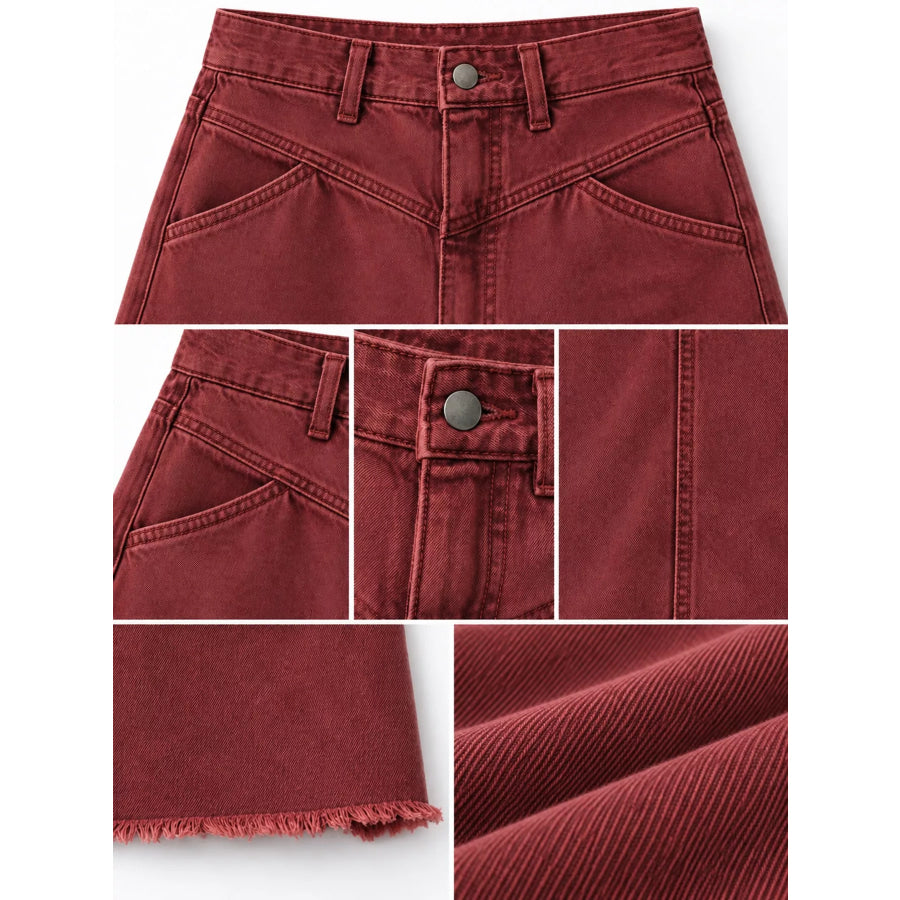 Raw Hem Maxi Denim Skirt Apparel and Accessories