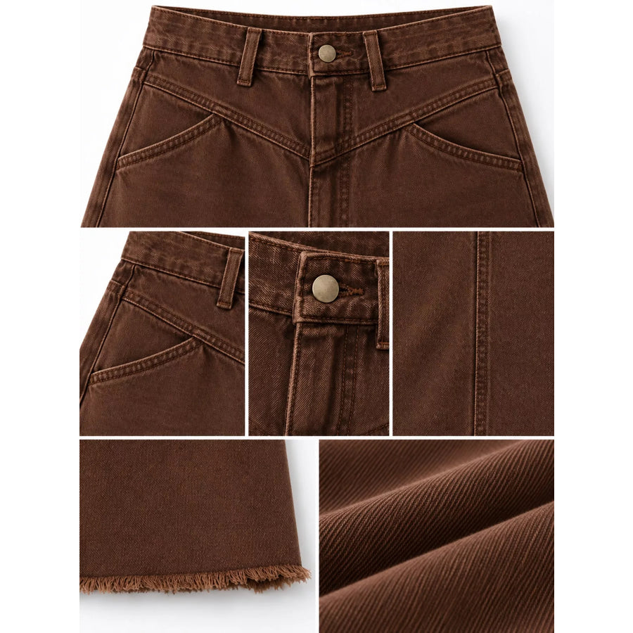 Raw Hem Maxi Denim Skirt Apparel and Accessories