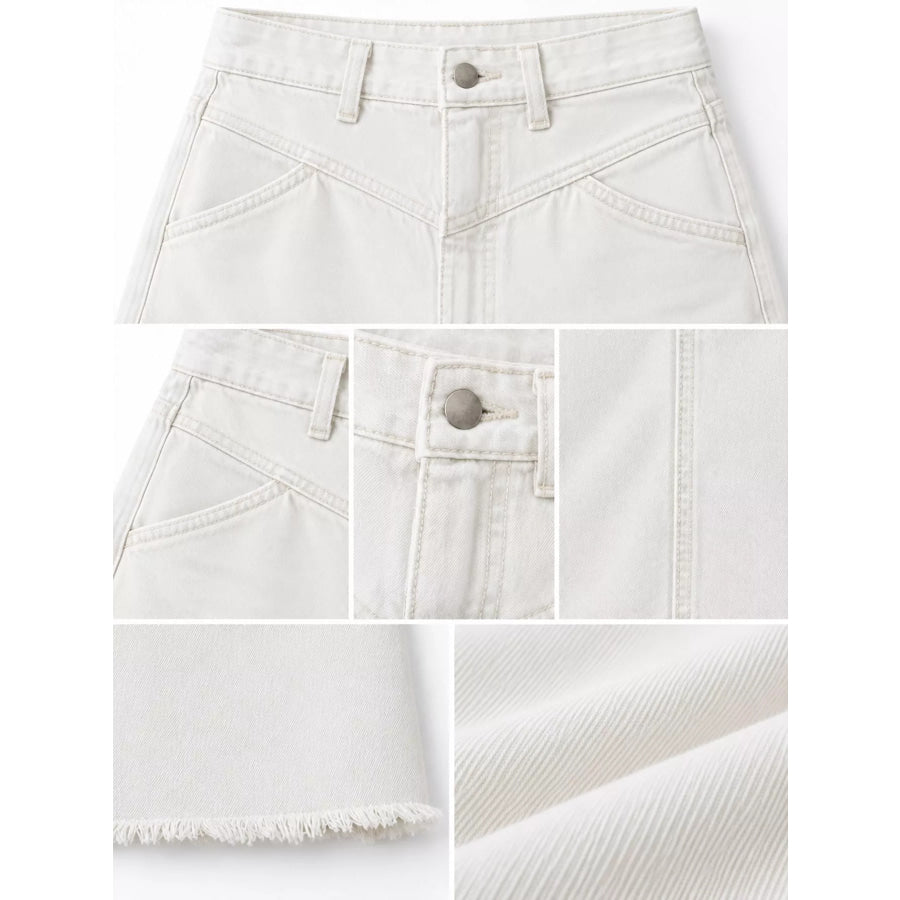 Raw Hem Maxi Denim Skirt Apparel and Accessories