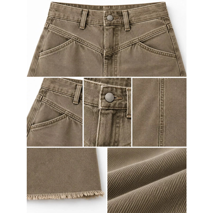 Raw Hem Maxi Denim Skirt Apparel and Accessories