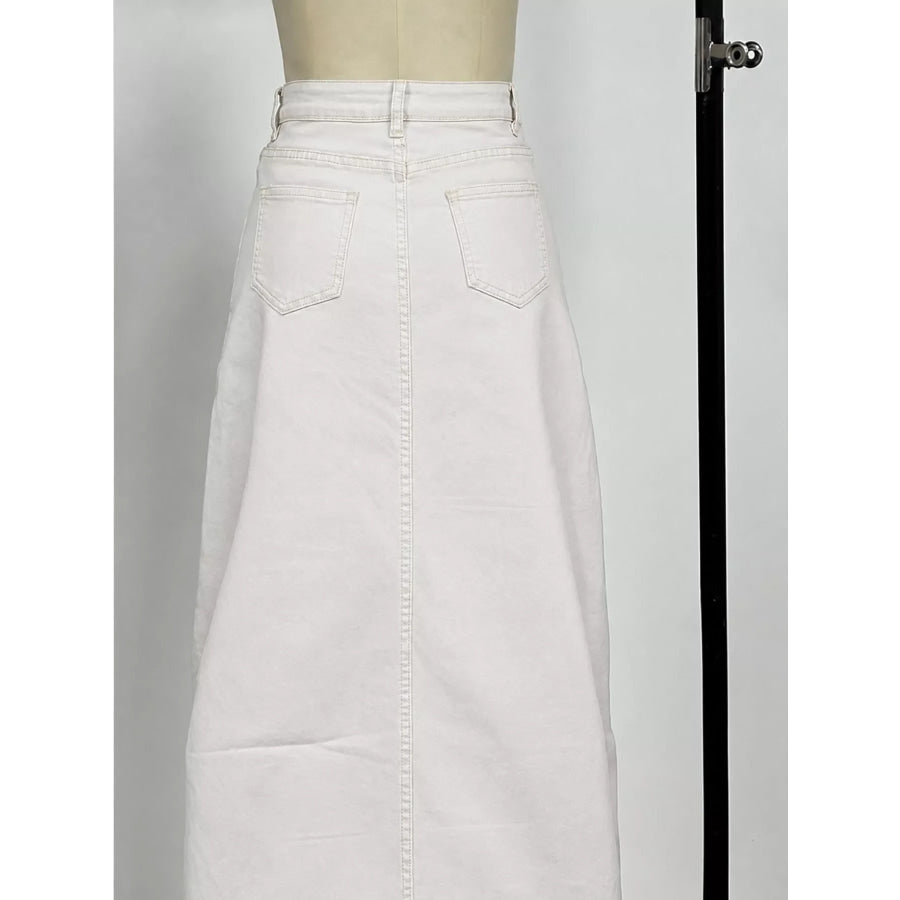 Raw Hem Maxi Denim Skirt Apparel and Accessories