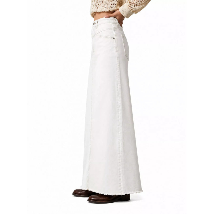 Raw Hem Maxi Denim Skirt Apparel and Accessories