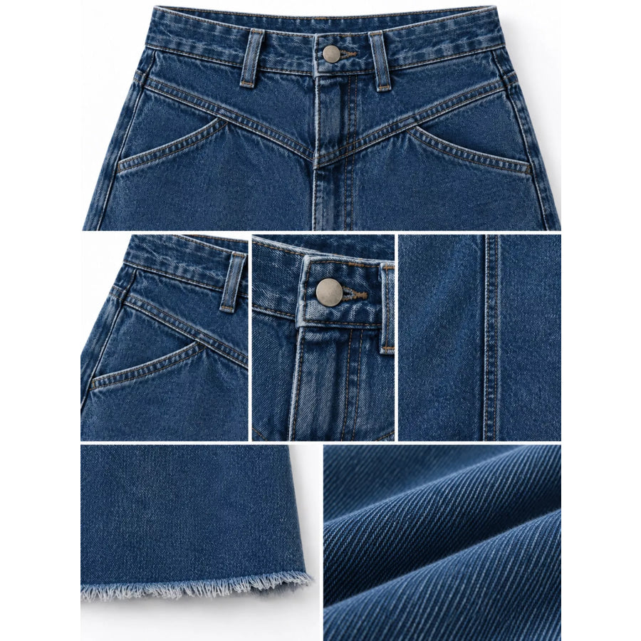 Raw Hem Maxi Denim Skirt Apparel and Accessories