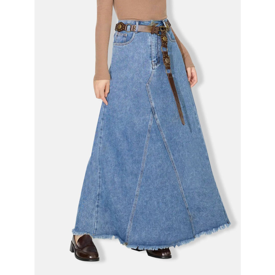 Raw Hem Maxi Denim Skirt Medium / XS Apparel and Accessories