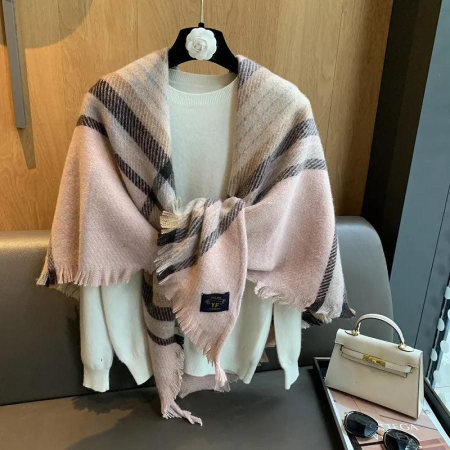 Raw Hem Plaid Scarf Apparel and Accessories