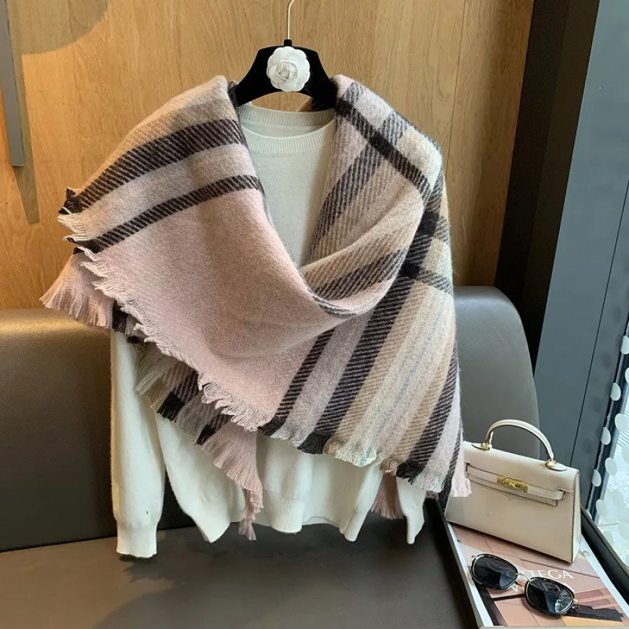 Raw Hem Plaid Scarf Apparel and Accessories