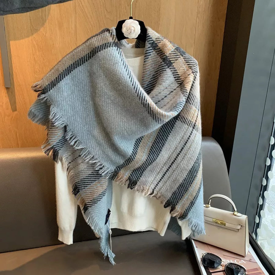 Raw Hem Plaid Scarf Apparel and Accessories