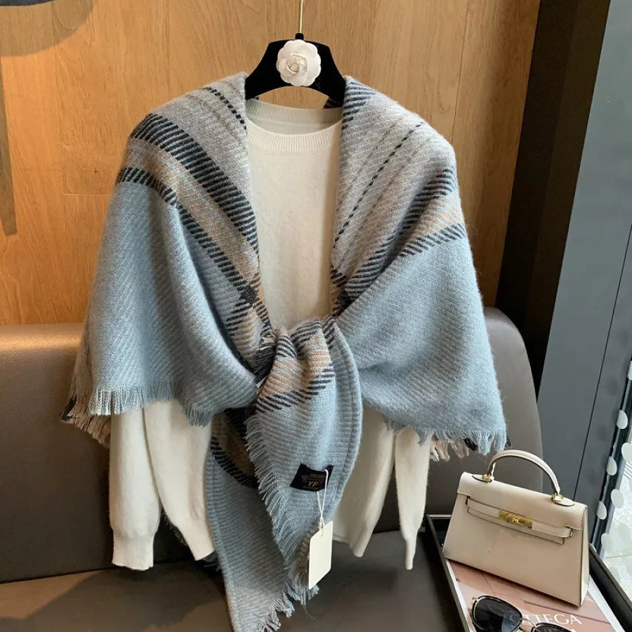 Raw Hem Plaid Scarf Apparel and Accessories