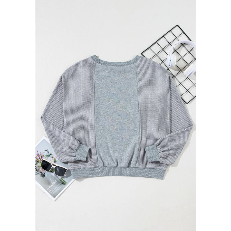 Raw Hem Round Neck Long Sleeve Sweatshirt Apparel and Accessories