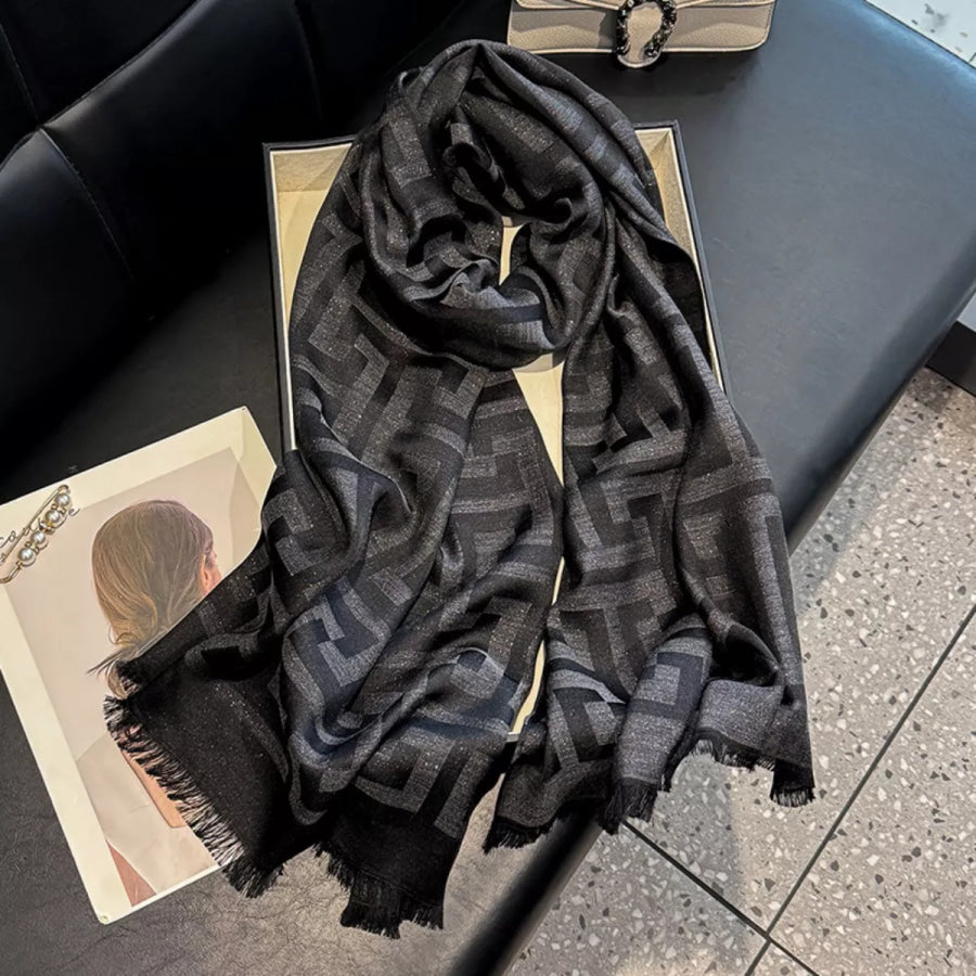 Raw Hem Scarf Black / One Size Apparel and Accessories