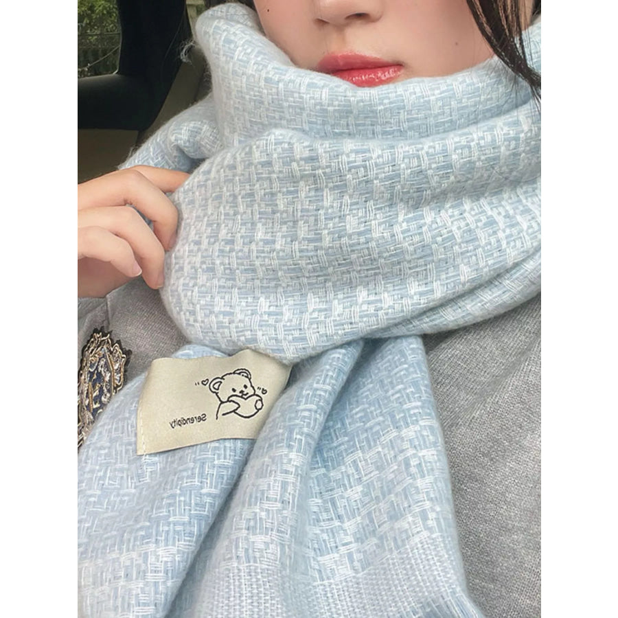 Raw Hem Scarf Blue / ONESIZE Apparel and Accessories