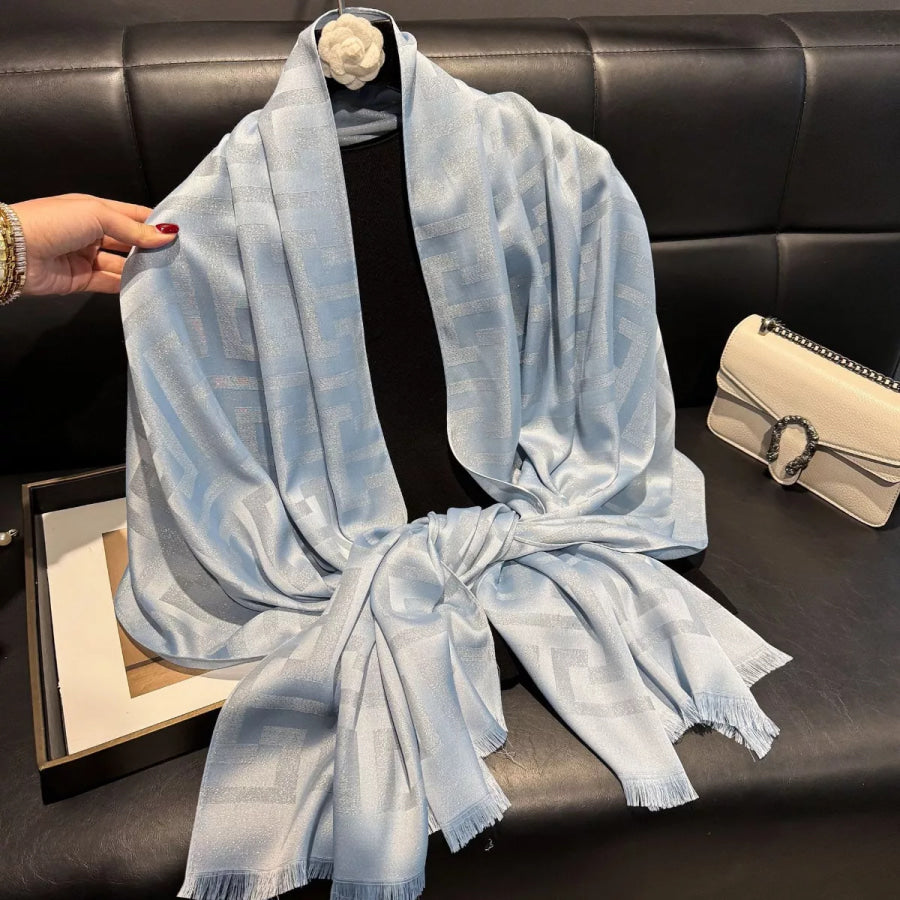Raw Hem Scarf Pastel Blue / One Size Apparel and Accessories