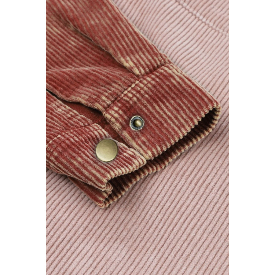 Raw Hem Snap Down Drawstring Hooded Jacket Apparel and Accessories