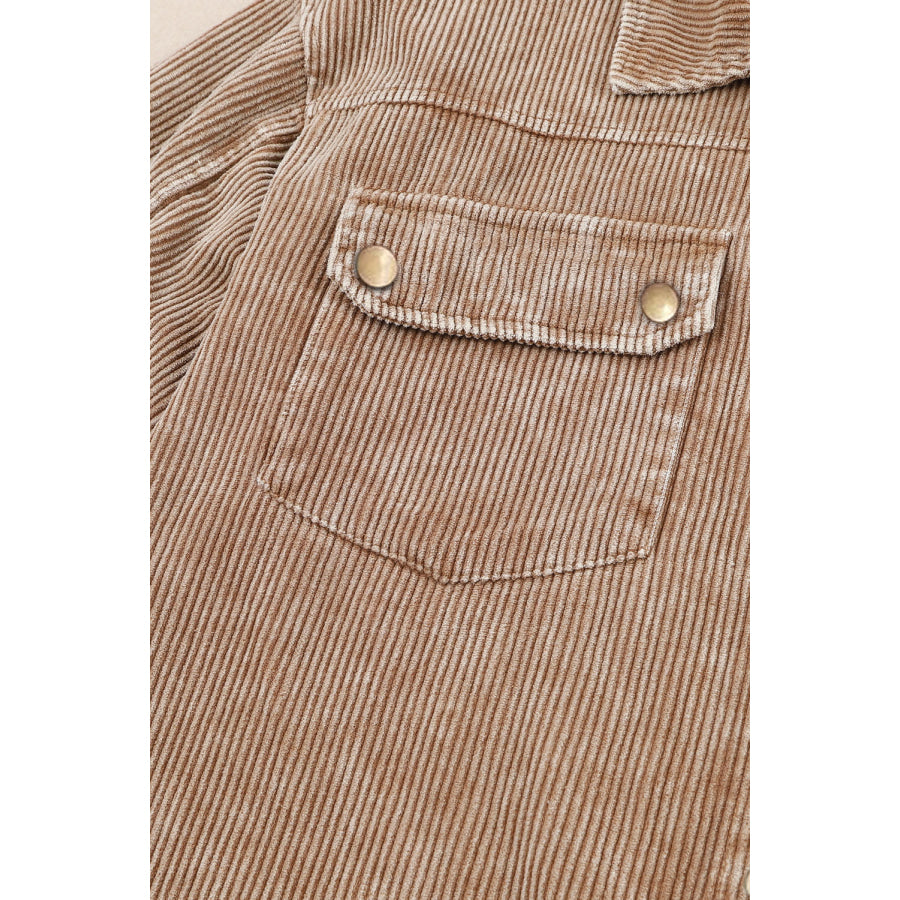 Raw Hem Snap Down Drawstring Hooded Jacket Apparel and Accessories