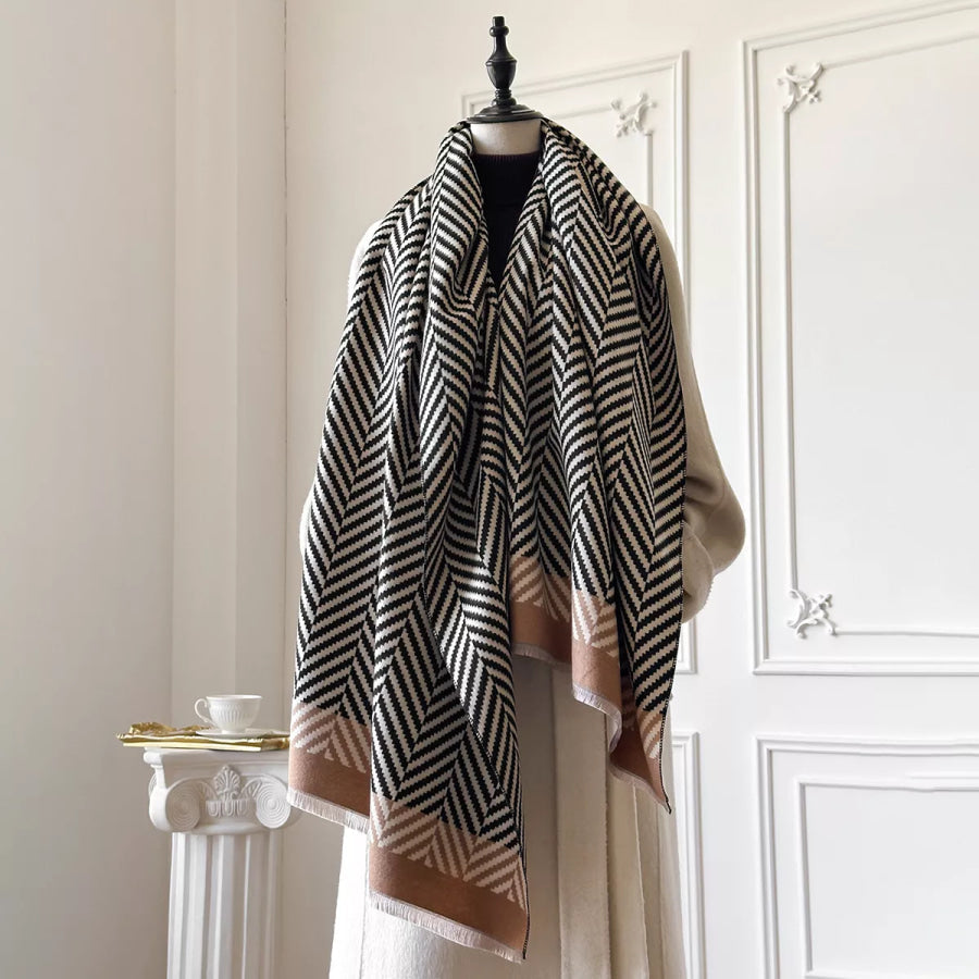 Raw Hem Soft Scarf Black / One Size Apparel and Accessories