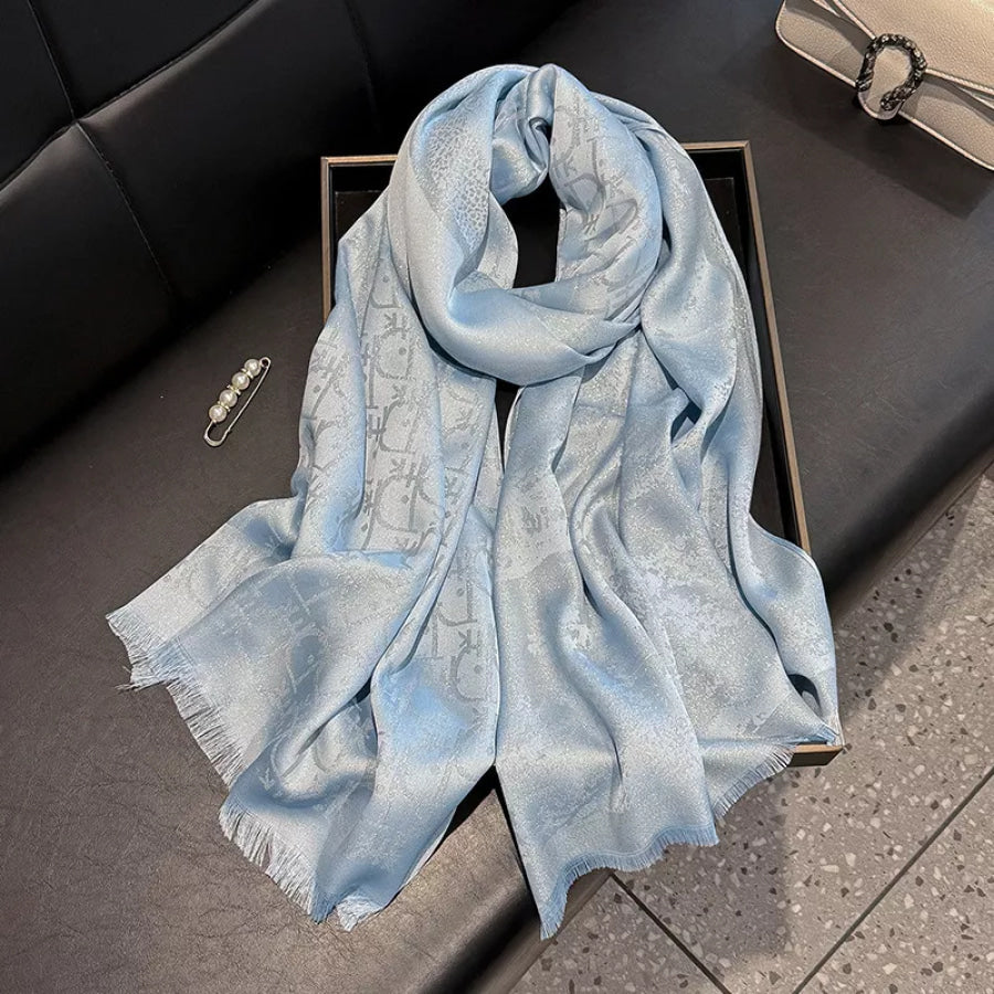 Raw Hem Warm Scarf Light Blue / One Size Apparel and Accessories