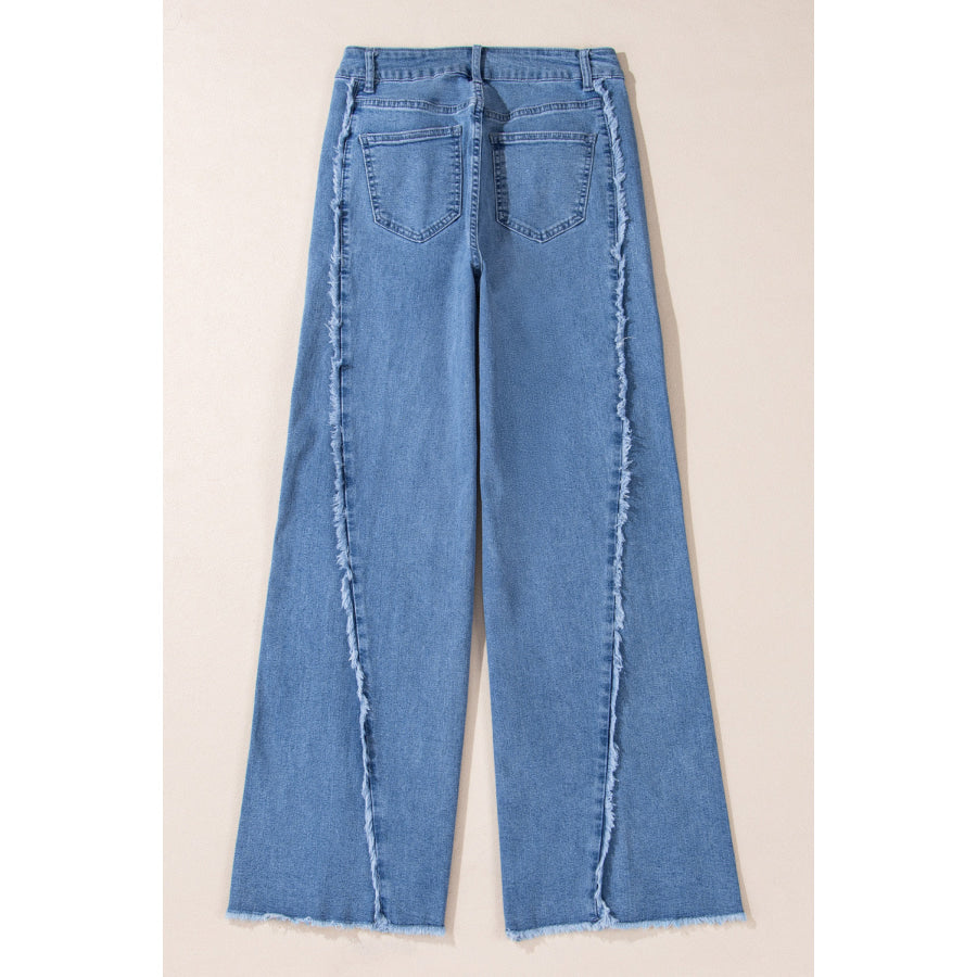 Raw Hem Wide Leg Jeans Apparel and Accessories