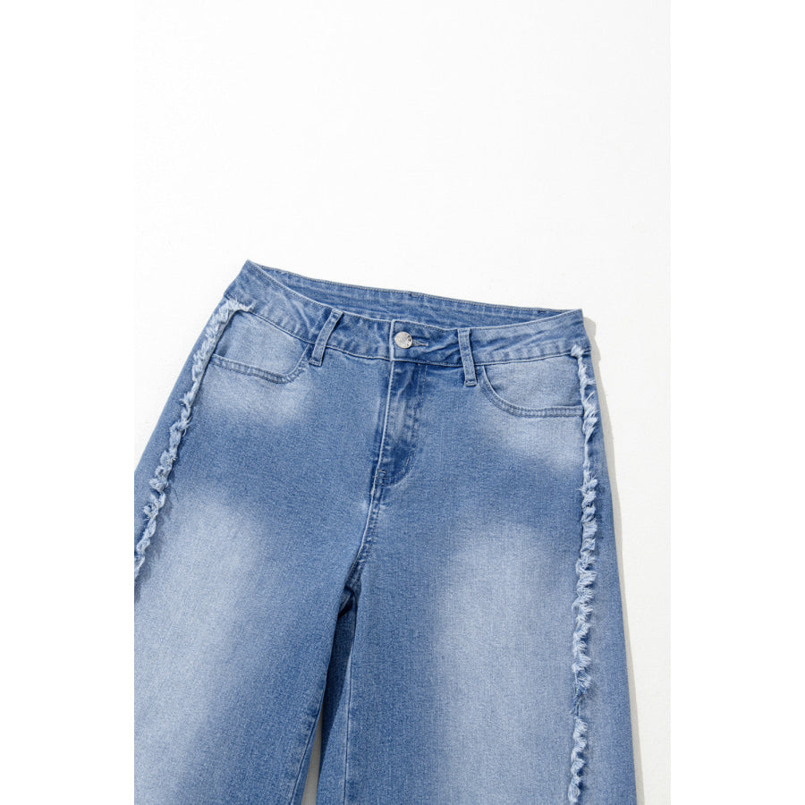 Raw Hem Wide Leg Jeans Apparel and Accessories