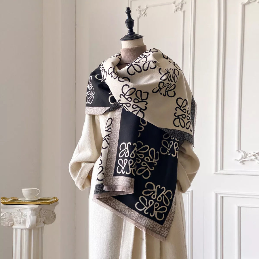 Raw Hem Winter Scarf Black / One Size Apparel and Accessories