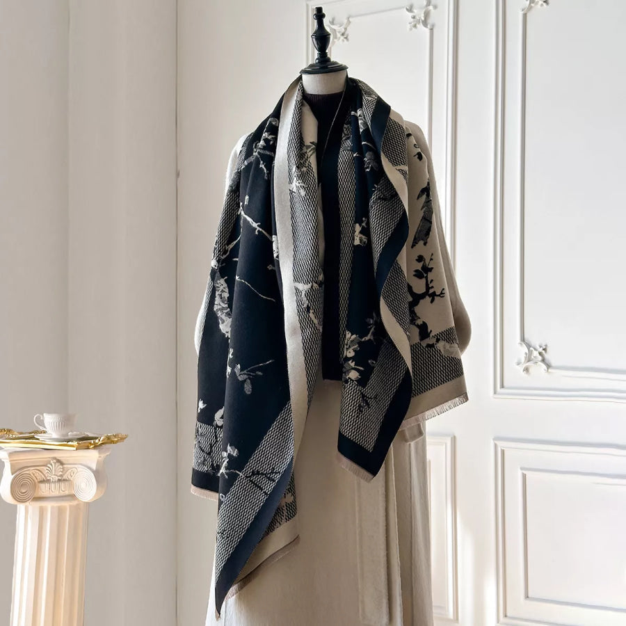 Raw Hem Winter Scarf Black / One Size Apparel and Accessories