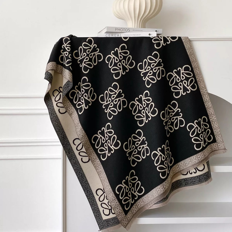 Raw Hem Winter Scarf Black / One Size Apparel and Accessories