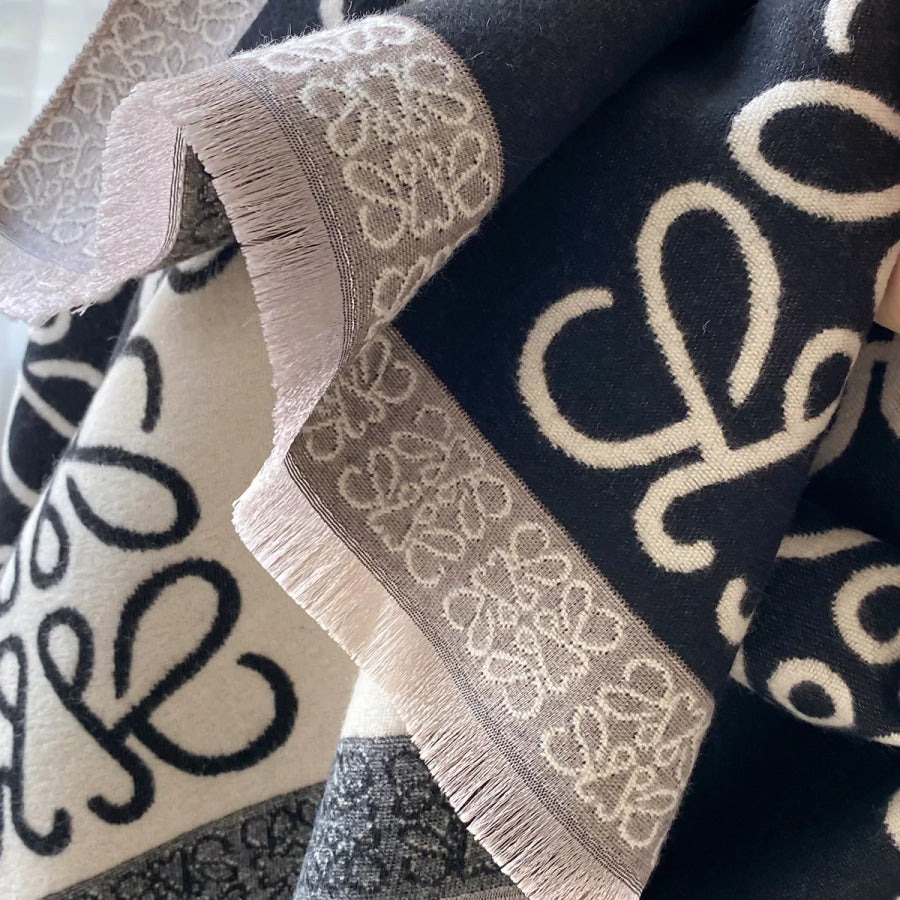 Raw Hem Winter Scarf Black / One Size Apparel and Accessories