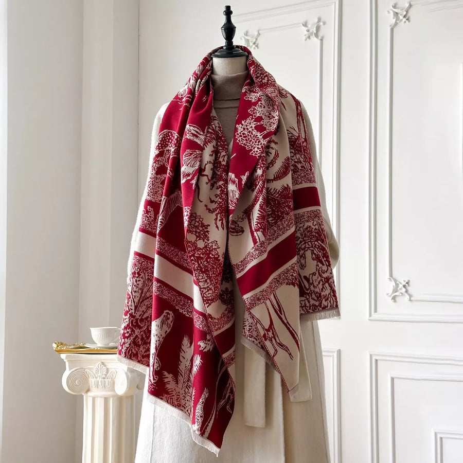 Raw Hem Winter Scarf Deep Red / One Size Apparel and Accessories
