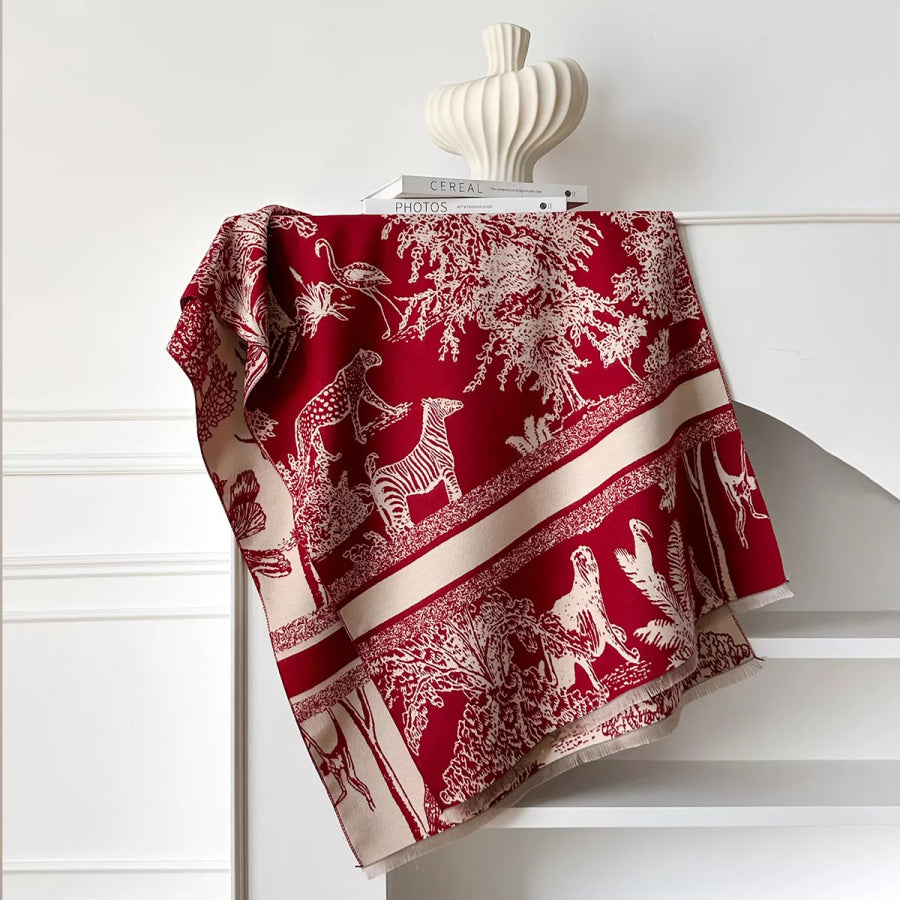 Raw Hem Winter Scarf Deep Red / One Size Apparel and Accessories