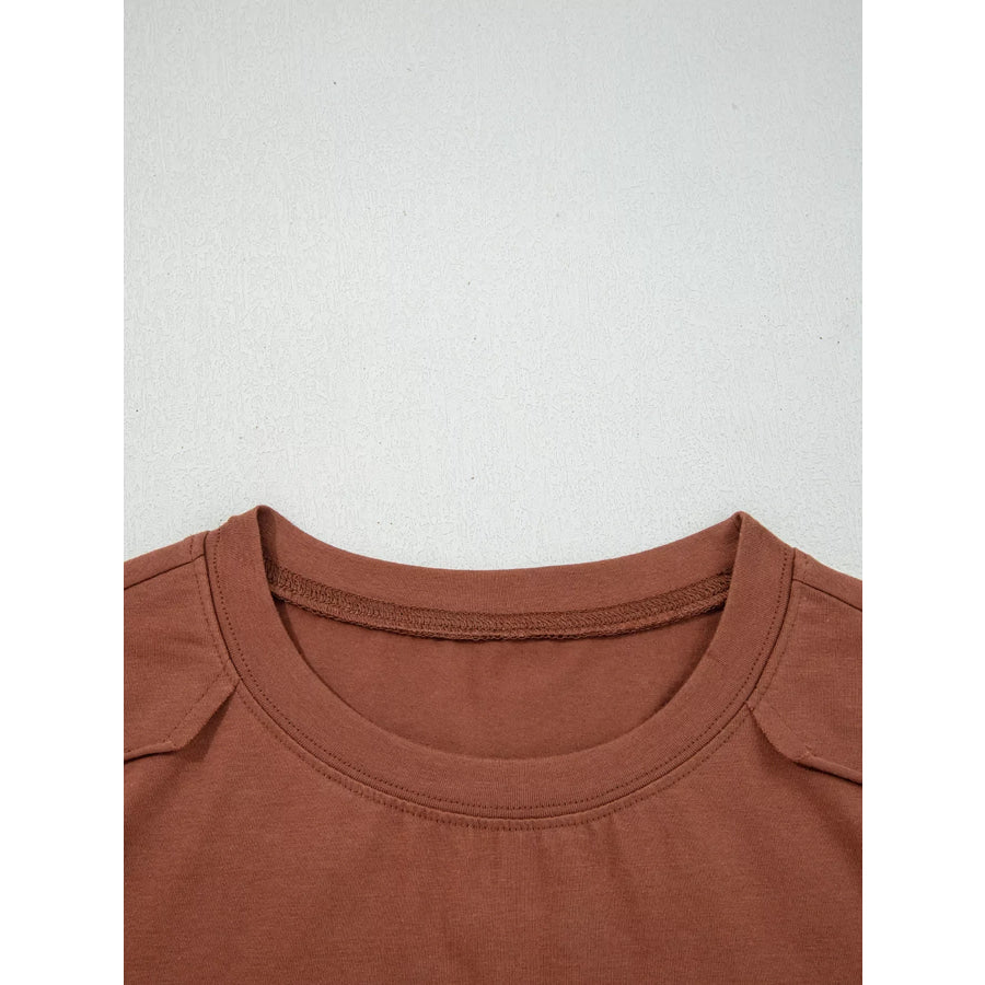 Raw Seam Detail Solid Color Long Sleeve Top Apparel and Accessories