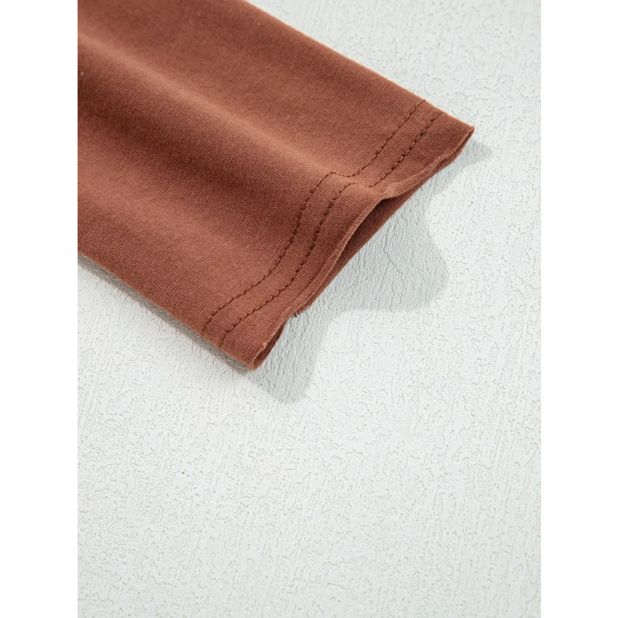 Raw Seam Detail Solid Color Long Sleeve Top Apparel and Accessories