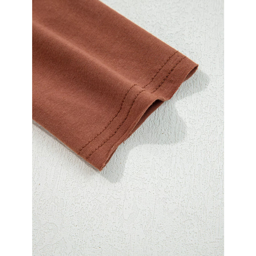 Raw Seam Detail Solid Color Long Sleeve Top Apparel and Accessories