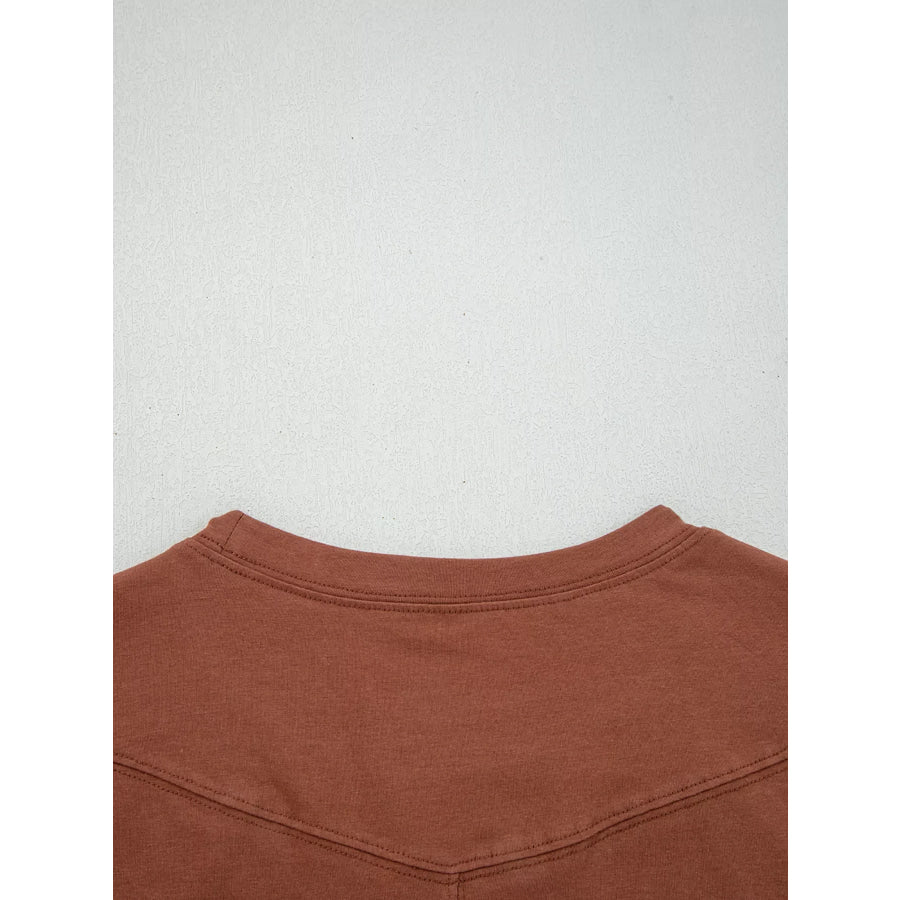 Raw Seam Detail Solid Color Long Sleeve Top Apparel and Accessories