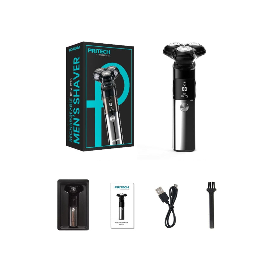 Rechargeable Electric Rotary Shaver with LED Display Black / ONESIZE Apparel and Accessories
