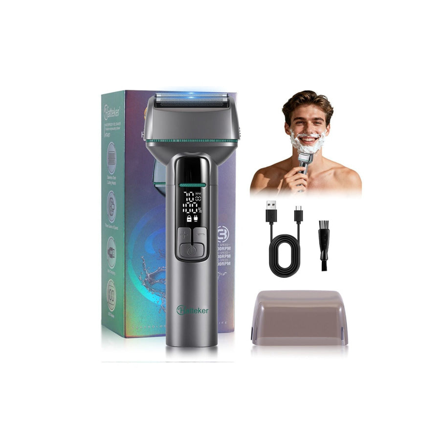 Rechargeable Electric Shaver with LED Display Gunmetal / One Size Apparel and Accessories