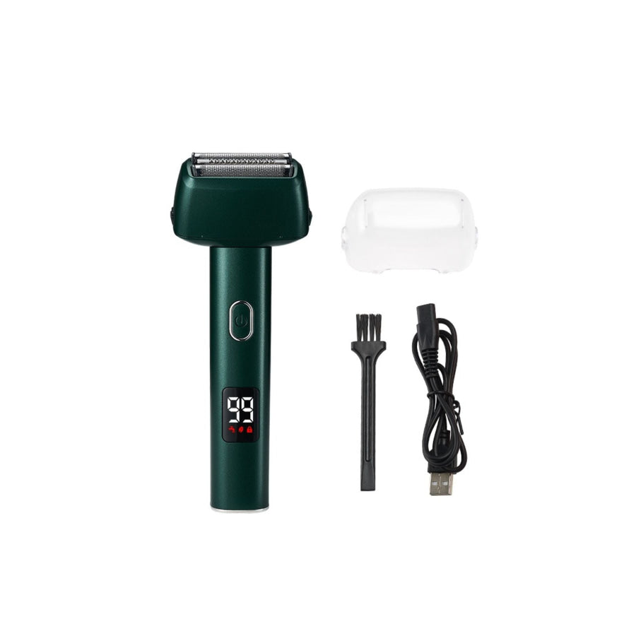 Rechargeable Foil Shaver with LED Display Army Green / One Size Apparel and Accessories