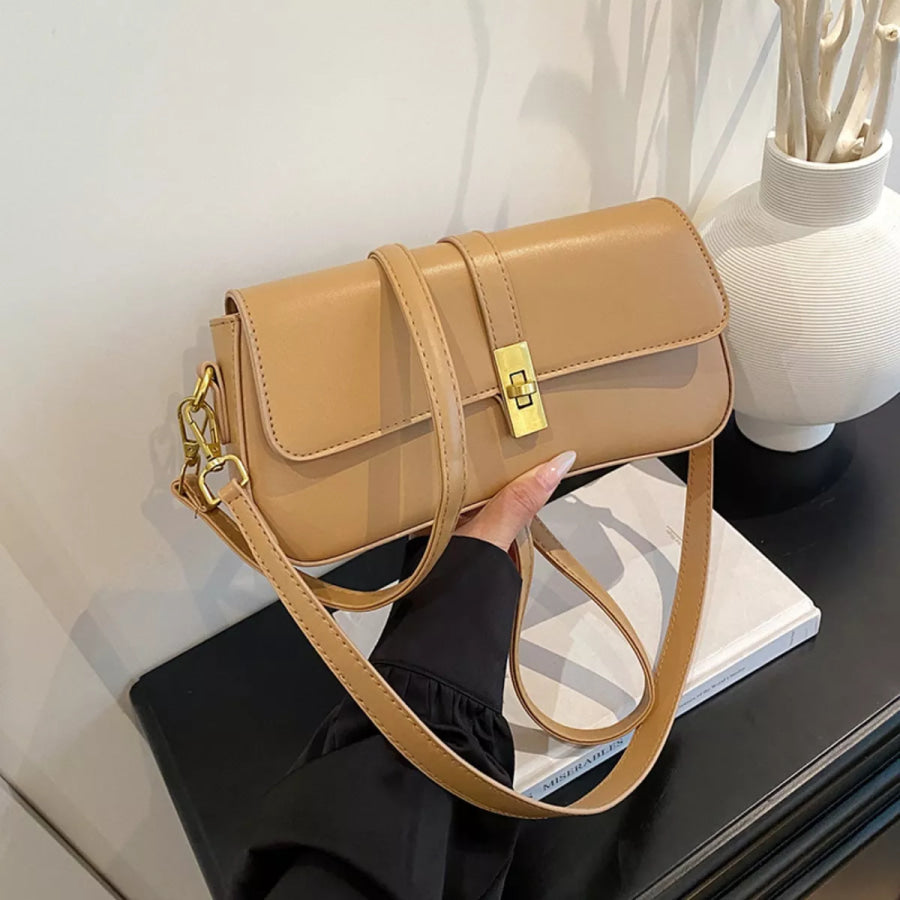 Rectangular Crossbody Bag with Golden Buckle Apparel and Accessories