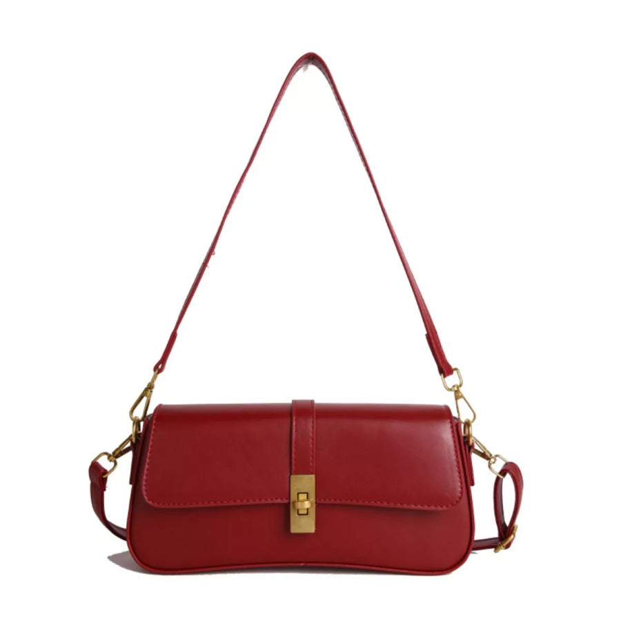 Rectangular Crossbody Bag with Golden Buckle Apparel and Accessories
