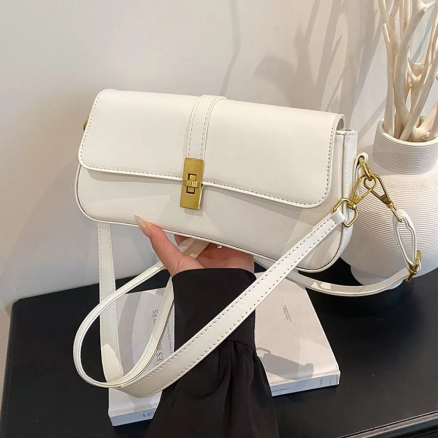 Rectangular Crossbody Bag with Golden Buckle Apparel and Accessories