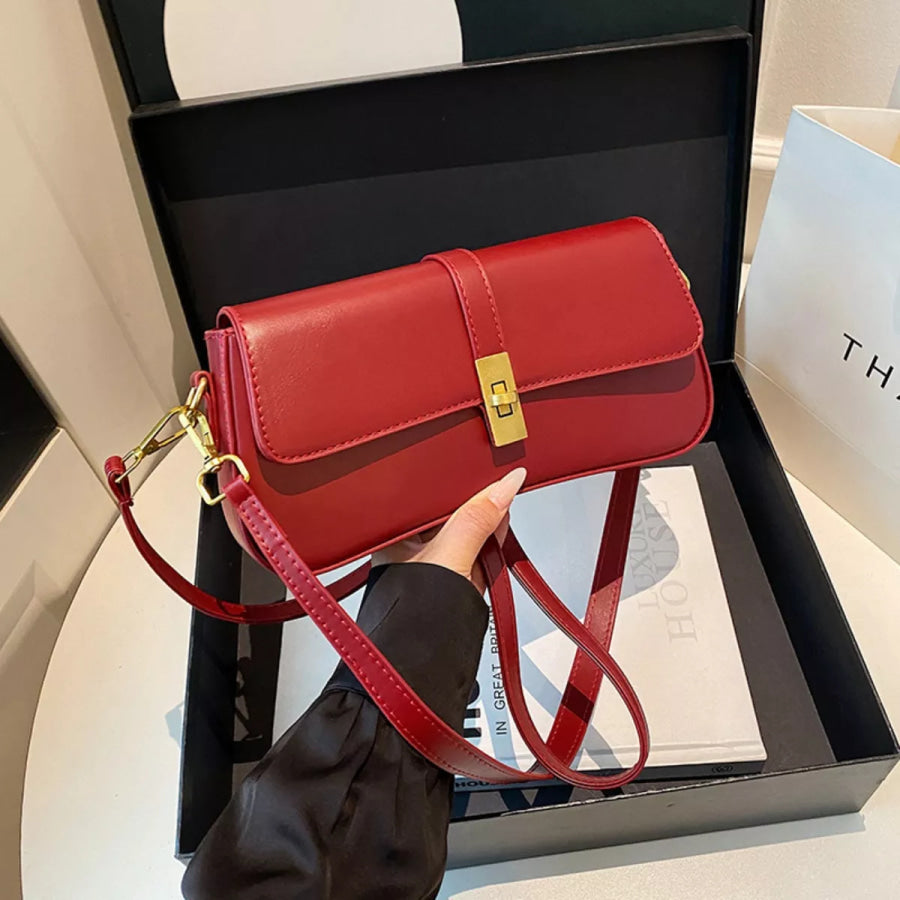 Rectangular Crossbody Bag with Golden Buckle Apparel and Accessories