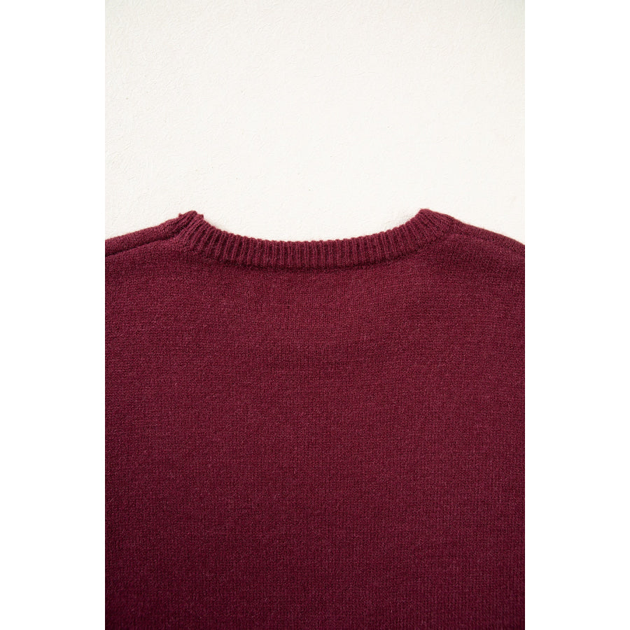 Red Dahlia Sequined Candy Cane Festive Casual Christmas Sweater Sweaters & Cardigans/Sweaters