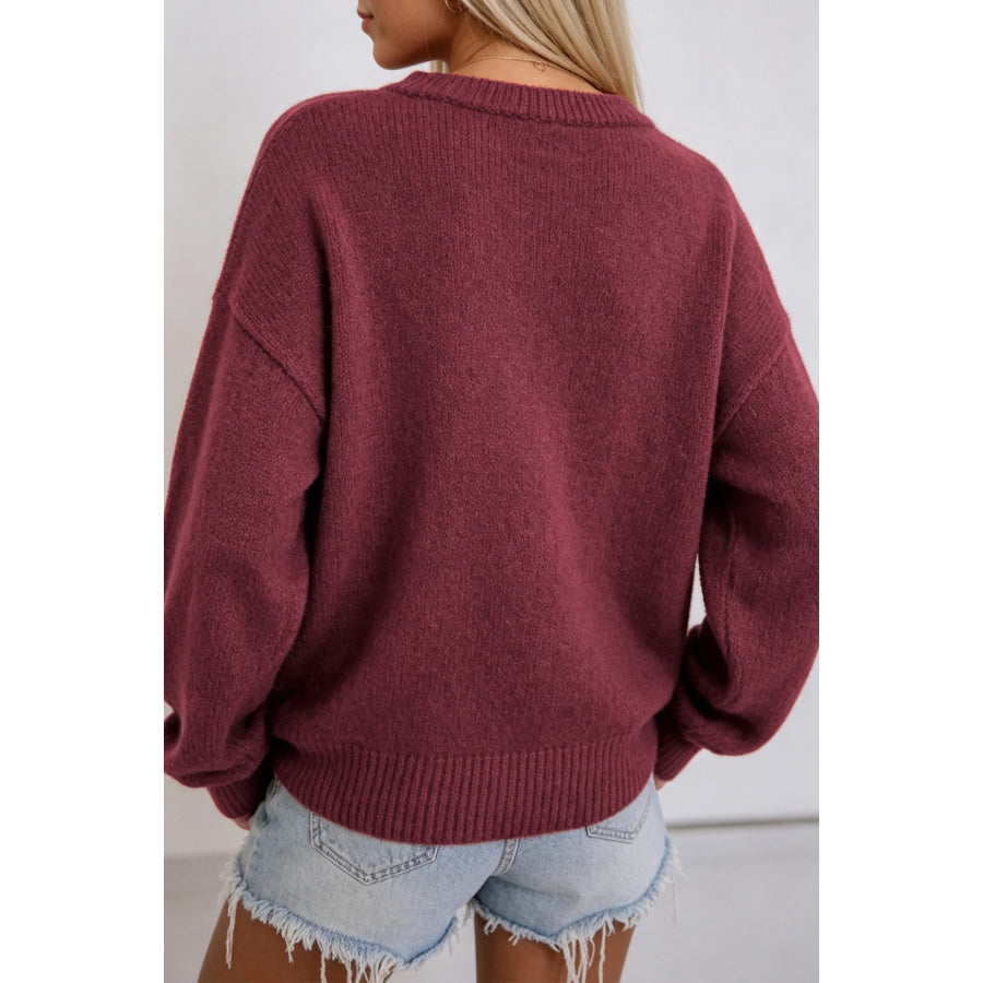 Red Dahlia Sequined Candy Cane Festive Casual Christmas Sweater / S Sweaters & Cardigans/Sweaters