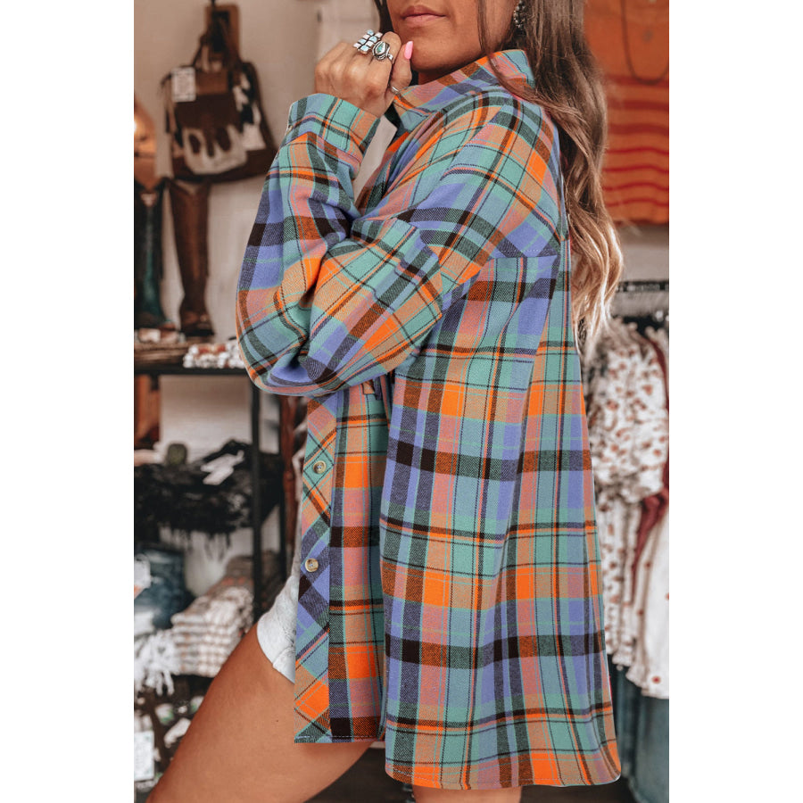 Red Plaid Print Loose Vintage Shirt Tops/Blouses & Shirts