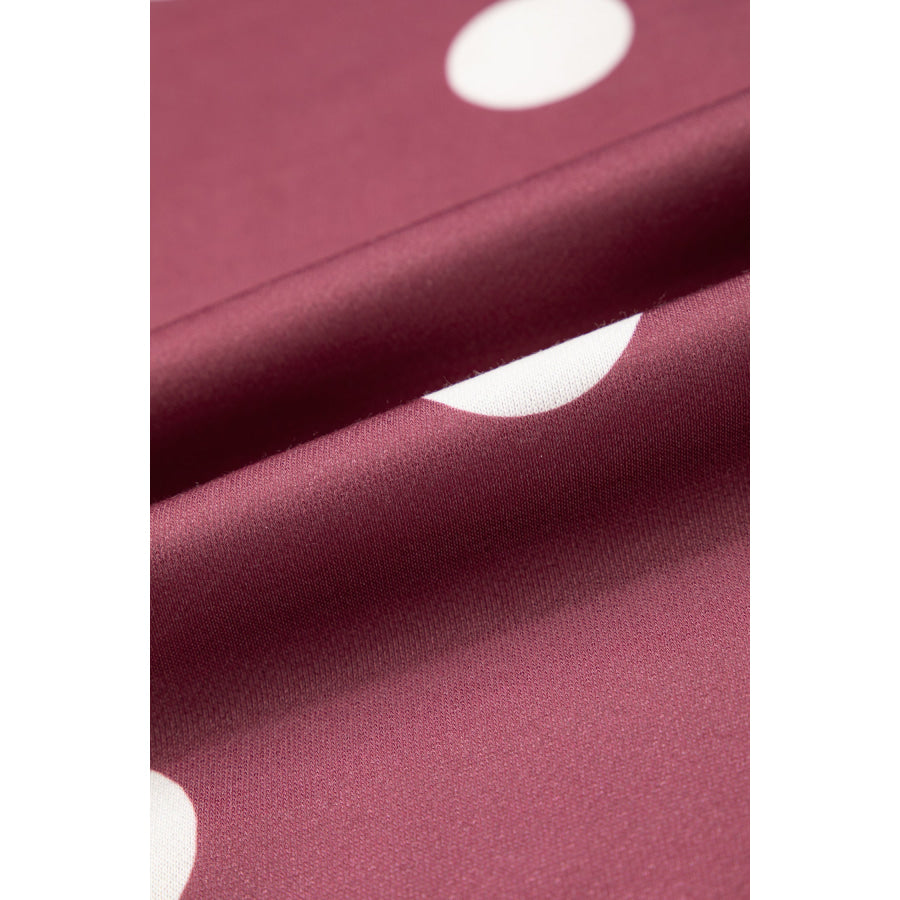 Red Polka Dot Print Contrast Detail Oversized Tunic Sweatshirt Tops/Sweatshirts & Hoodies