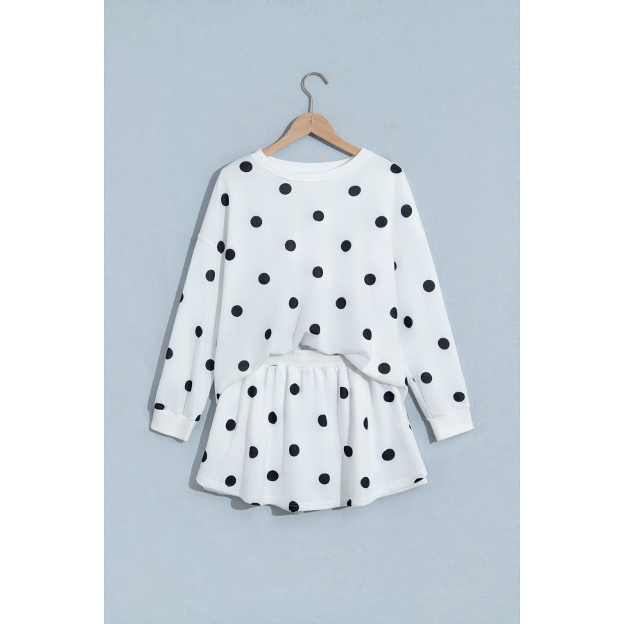 Red Polka Dot Raw Hem Relaxed Pullover Loose Skort Two Piece Set Sets/Two Dresses